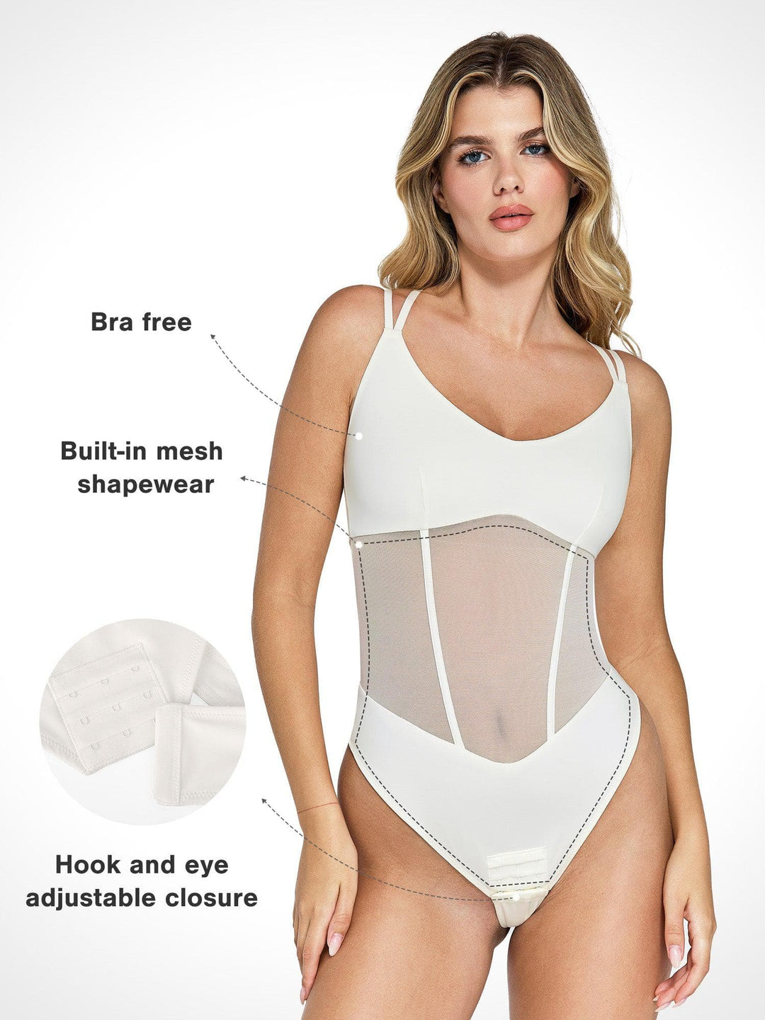 Popilush? Sexy Tops Body Shaper Tank The Shapewear Bodysuit with Mesh Detail