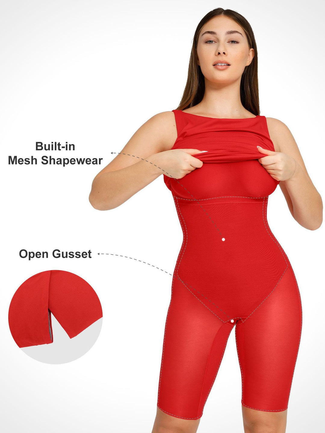 Popilush? Built-In Shapewear Hidden Zipper Sleeveless Dress