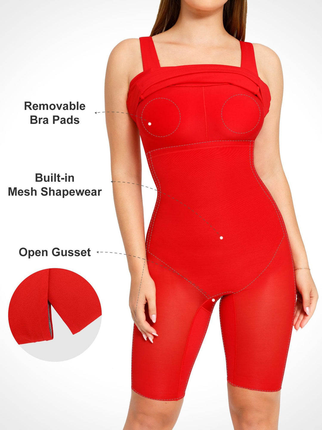 Popilush? Built-In Shapewear Sqaure Neck Sleeveless Dress