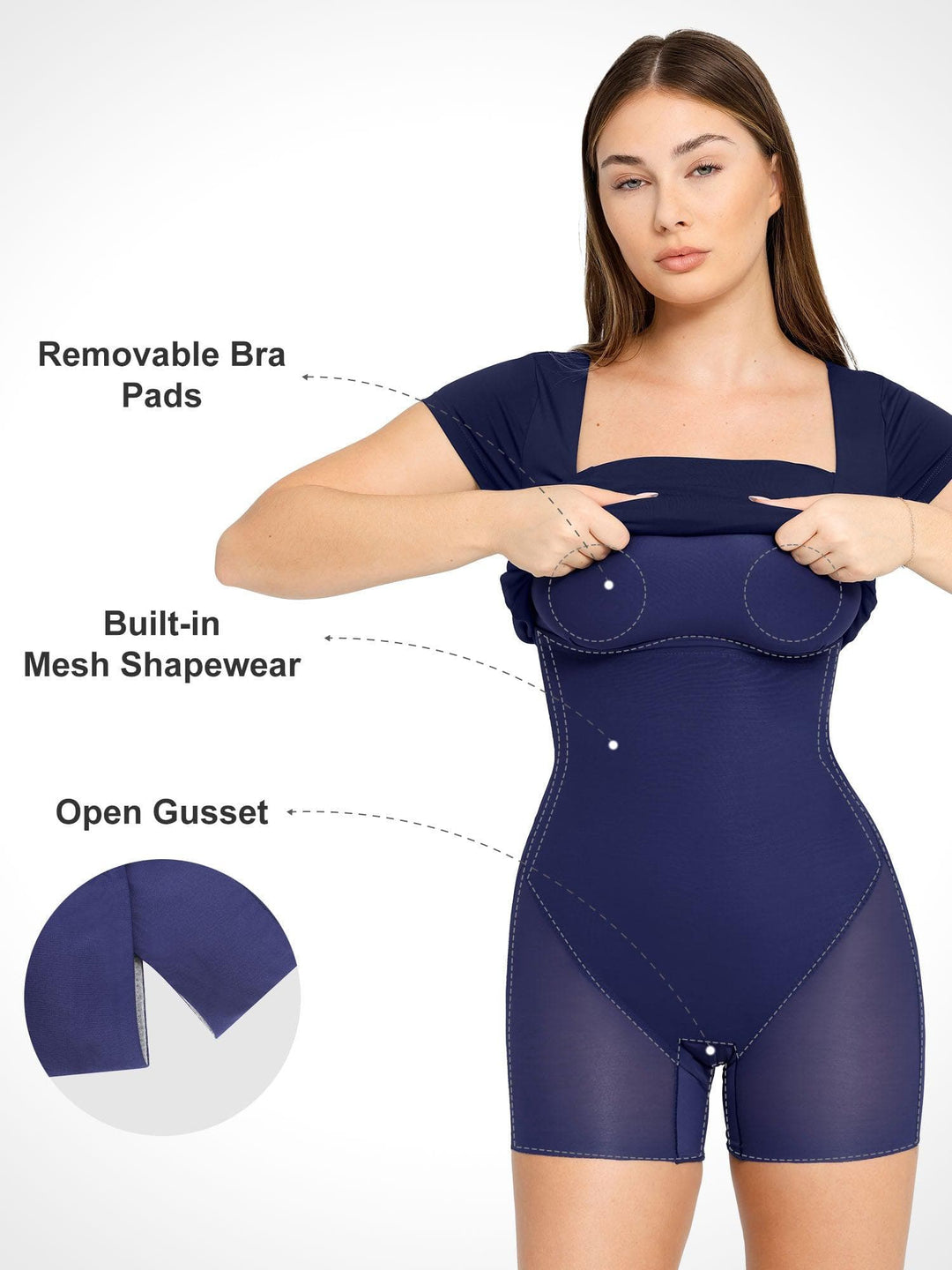 Popilush? Built-In Shapewear Square Neck Midi Dress