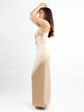 Popilush? Built-In Shapewear Deep V-Neck Twisted Shine Maxi Dress