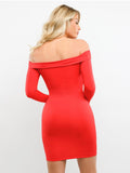 Popilush? Built-In Shapewear Off Shoulder Long Sleeve Midi Dress