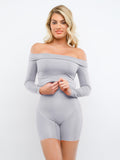 Popilush? Built-In Shapewear Off Shoulder Long Sleeve Midi Dress