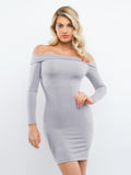 Popilush? Built-In Shapewear Off Shoulder Long Sleeve Midi Dress