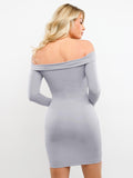 Popilush? Built-In Shapewear Off Shoulder Long Sleeve Midi Dress