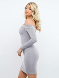 Popilush? Built-In Shapewear Off Shoulder Long Sleeve Midi Dress
