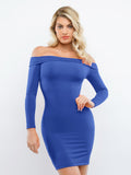 Popilush? Built-In Shapewear Off Shoulder Long Sleeve Midi Dress