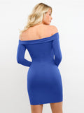 Popilush? Built-In Shapewear Off Shoulder Long Sleeve Midi Dress