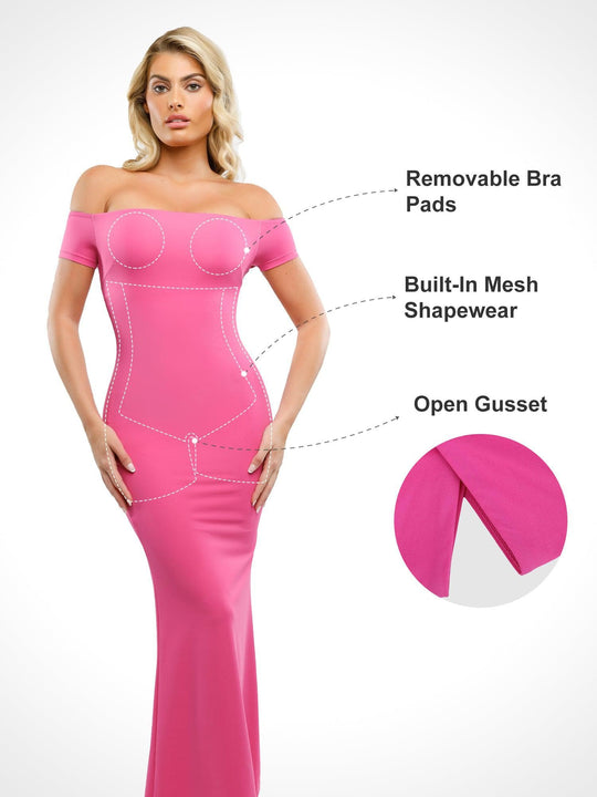 Popilush? Built-In Shapewear One Shoulder Maxi Dress