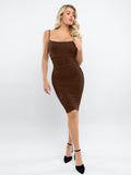 Popilush? Built-In Shapewear Slip Ruched Midi Dress