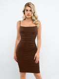 Popilush? Built-In Shapewear Slip Ruched Midi Dress