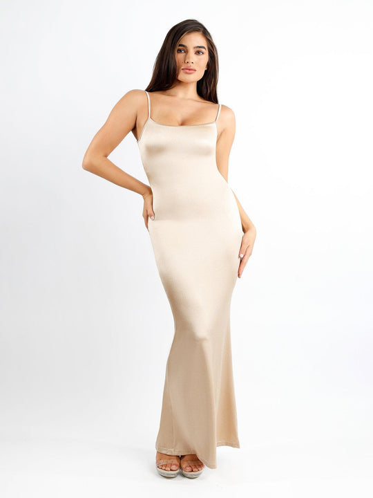Popilush? Built-In Shapewear Slip Shine Maxi Dress