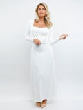 Popilush? Everyday Casual Dress Built-In Shapewear Square Neck Sleeveless Maxi Dress