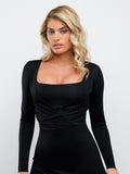 Popilush? Everyday Casual Dress Built-In Shapewear Square Neck Sleeveless Maxi Dress