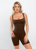 Popilush? Yoga Activewear Sports Jumpsuit Bulit-In Shapewear Sqaure-Neck Thigh Slimming Workout Romper