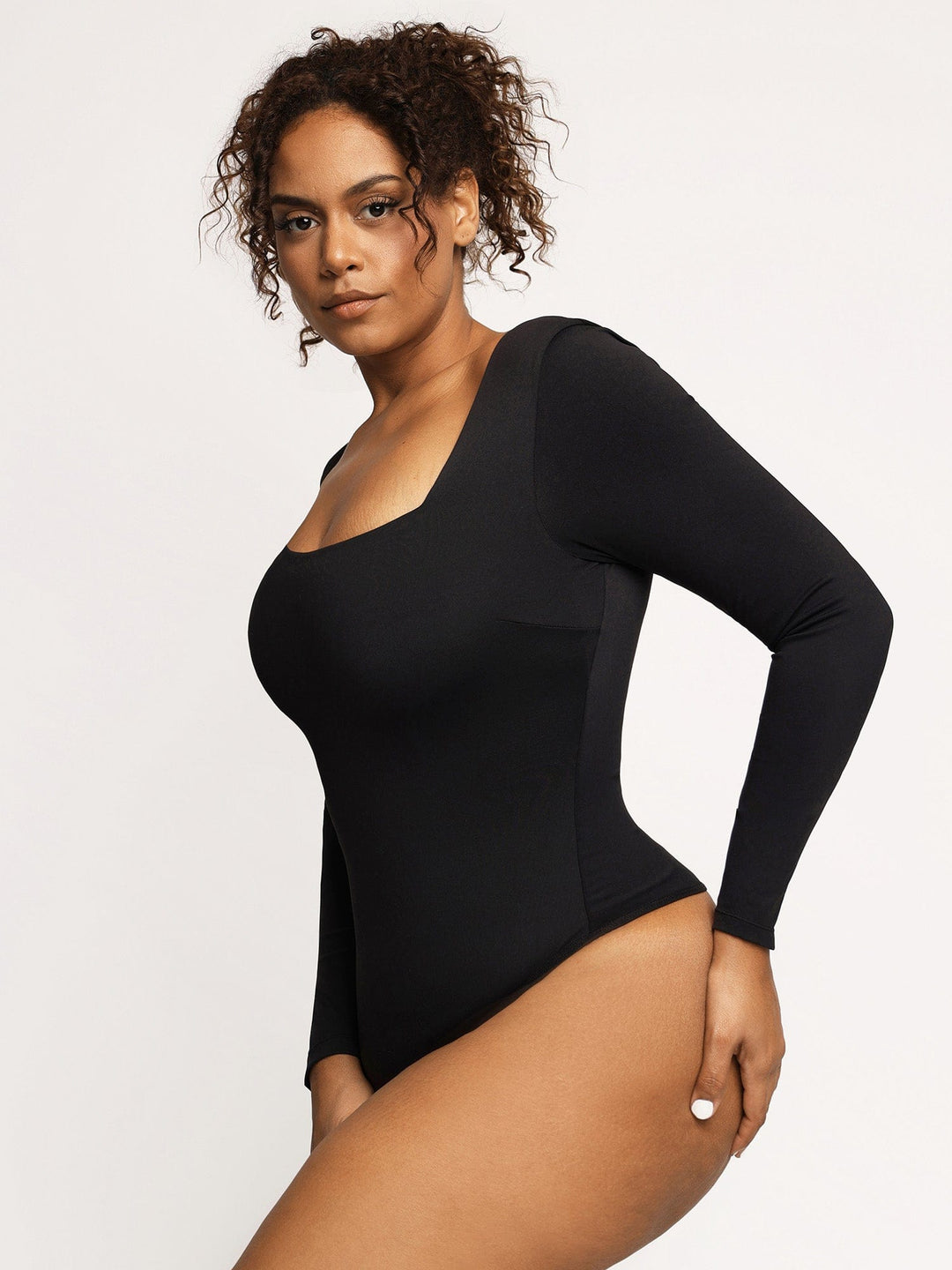 Popilush On Sale Contour Long Sleeve Square Neck Bodysuit
