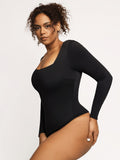 Popilush On Sale Contour Long Sleeve Square Neck Bodysuit