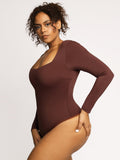 Popilush On Sale Contour Long Sleeve Square Neck Bodysuit