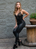 Popilush Deep-V Neck Lace Thong Bodysuit