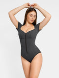 Popilush? Denim Deep V-Neck Short Sleeve Bodysuit