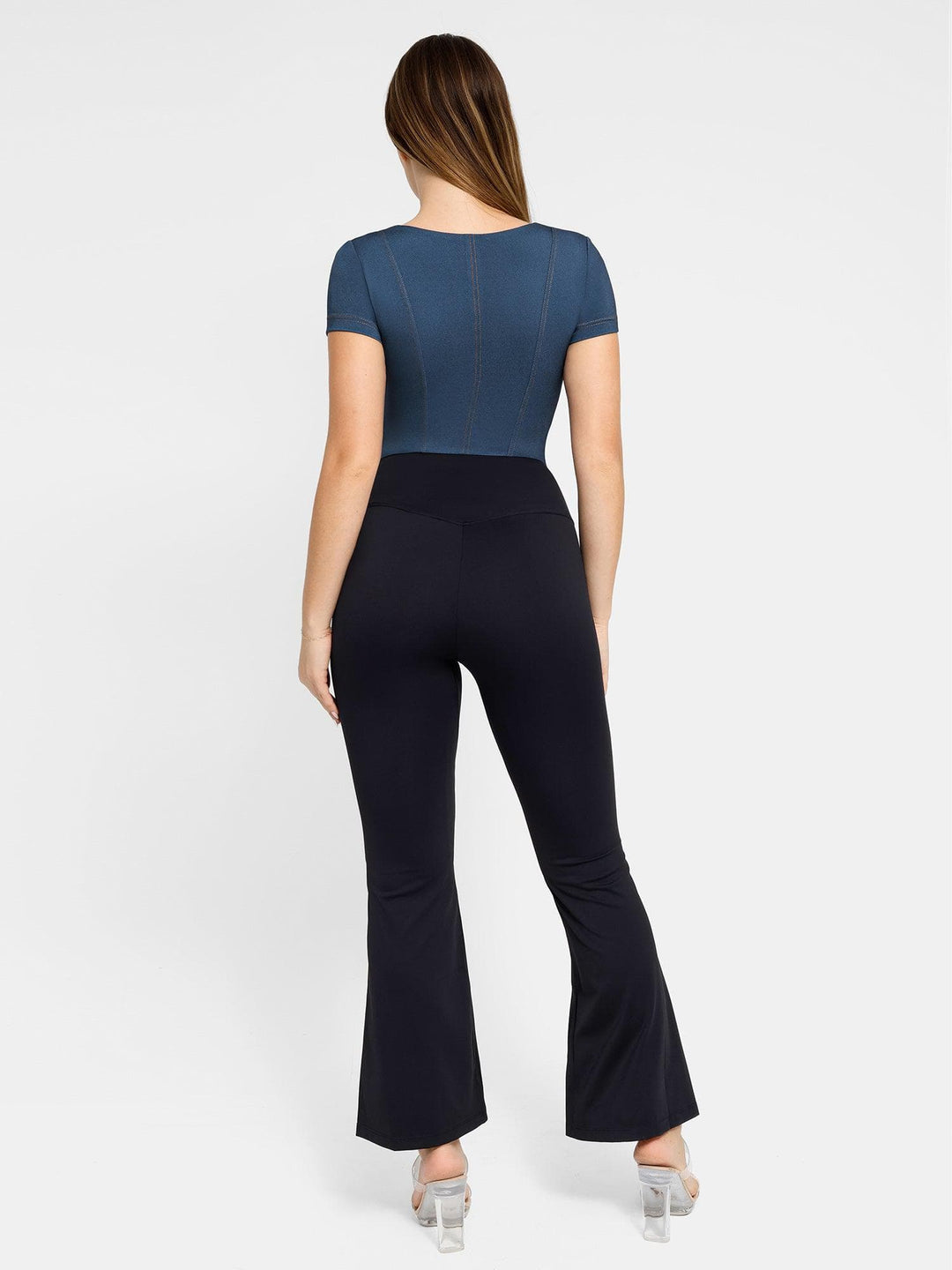 Popilush? Denim Deep V-Neck Short Sleeve Bodysuit