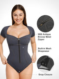 Popilush? Denim Deep V-Neck Short Sleeve Bodysuit