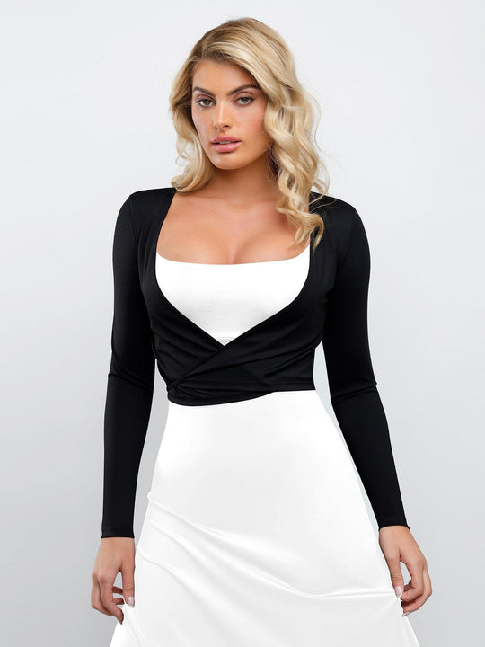 Popilush? Outwear Black / XS Drop Shoulder Tie Open Front Long-Sleeve Cardigan