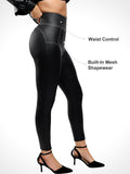 Popilush? High Rise Faux Leather Tummy Control Leggings