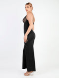 Popilush? Casual Jumpsuit Lace Deep V-Neck Wide-Leg Shapewear Slip Jumpsuit