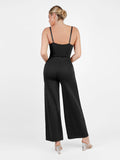 Popilush? Casual Jumpsuit Lace Deep V-Neck Wide-Leg Shapewear Slip Jumpsuit
