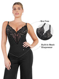 Popilush? Casual Jumpsuit Lace Deep V-Neck Wide-Leg Shapewear Slip Jumpsuit