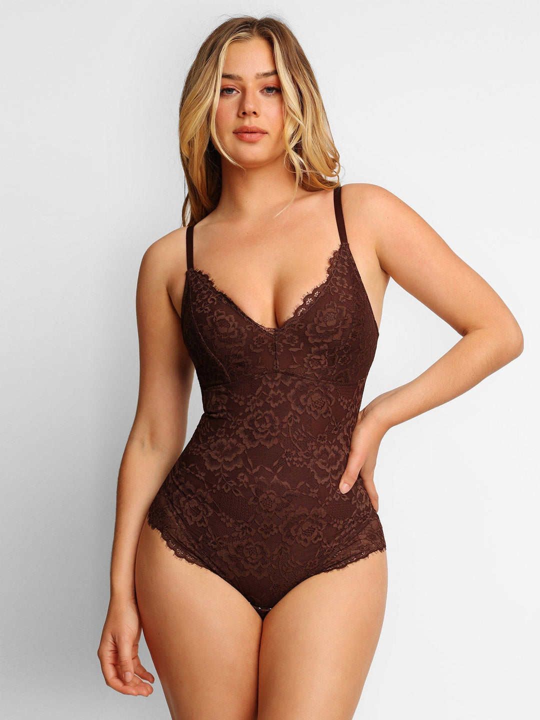 Popilush Thong Bodysuit Lace Smooth Firm Control Thong Bodysuit