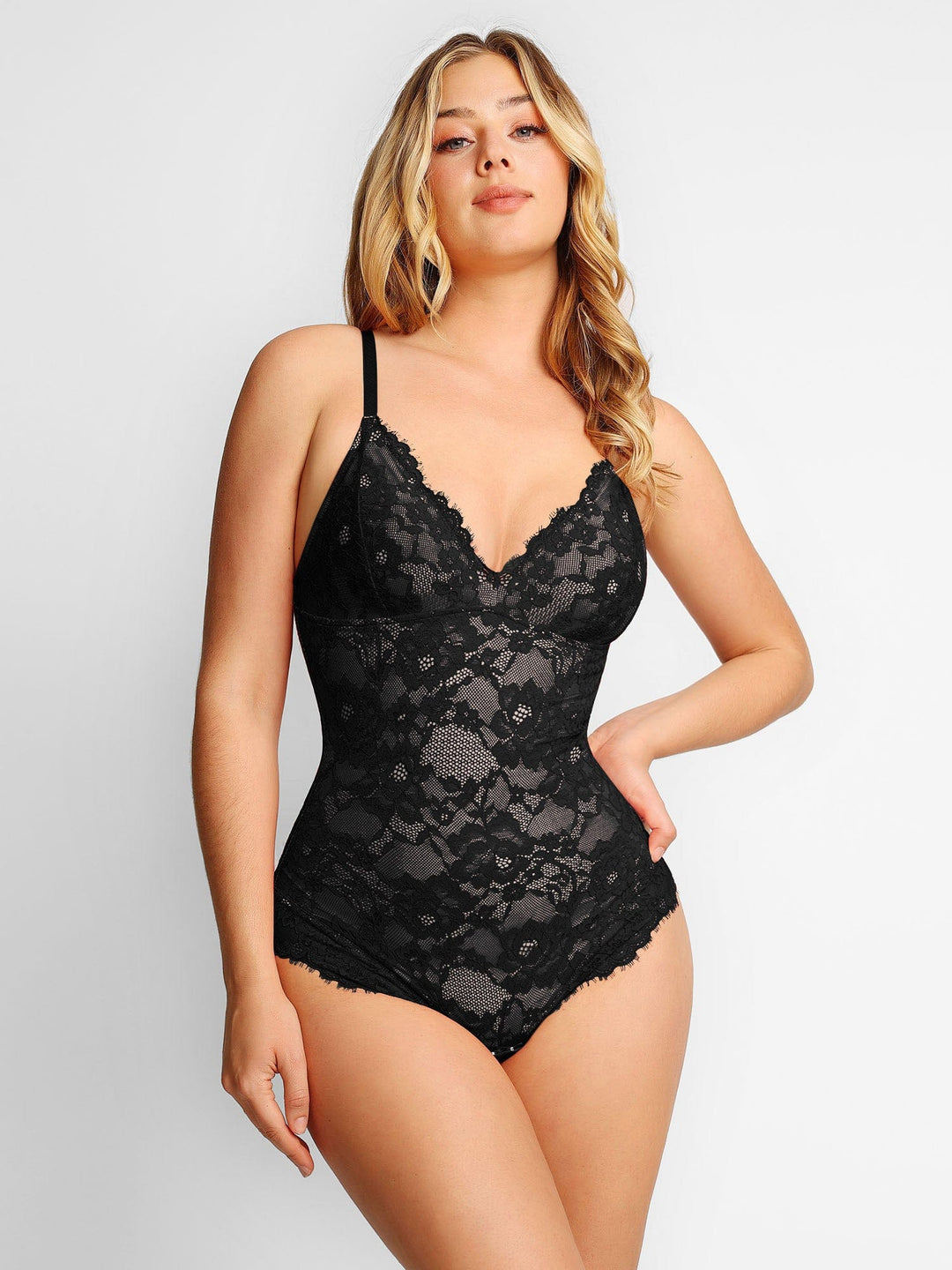 Popilush Thong Bodysuit Lace Smooth Firm Control Thong Bodysuit