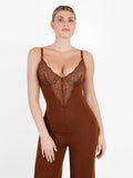 Popilush? Lace Wide-Leg Suspender Jumpsuit