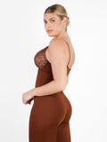 Popilush? Lace Wide-Leg Suspender Jumpsuit