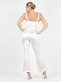 Popilush? Casual Jumpsuit Metallic Shiny One Piece Wide Strap Shapewear Jumpsuit