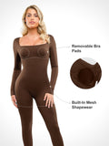 Popilush? Square-Neck One Piece Long Sleeve Sport Jumpsuit