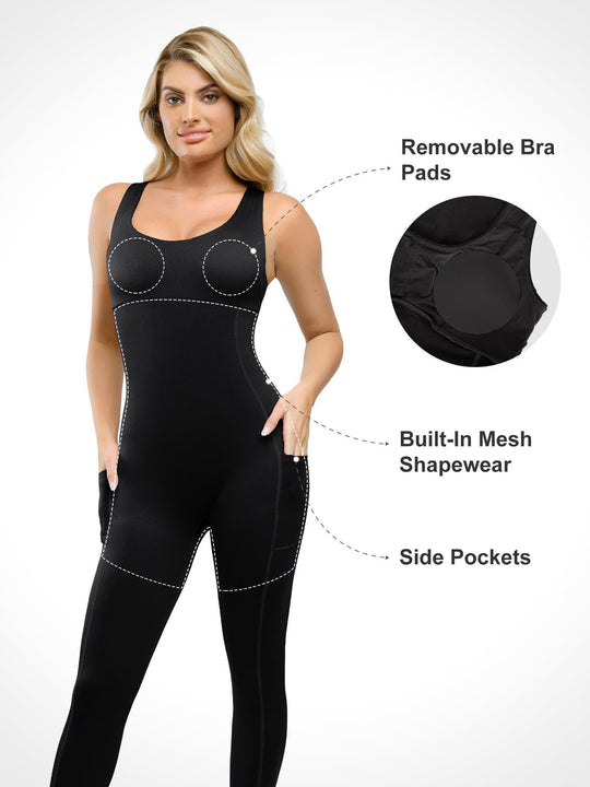Popilush? U-Neck One Piece Sleeveless Jumpsuit