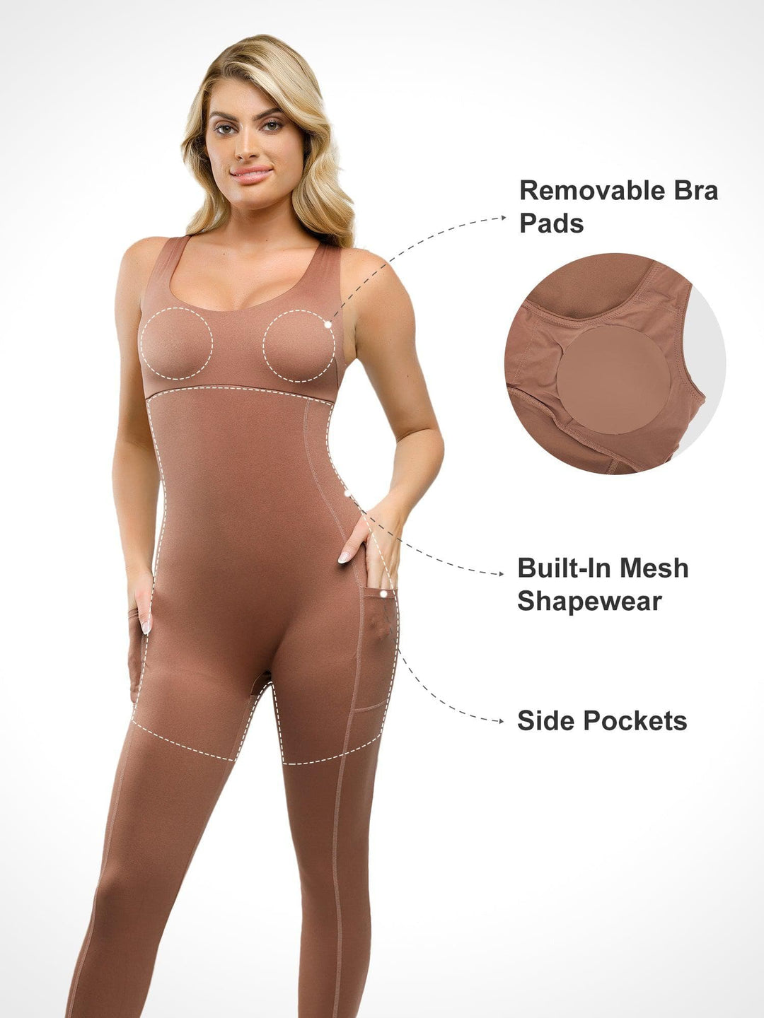 Popilush? U-Neck One Piece Sleeveless Jumpsuit