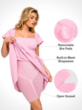 Popilush? Casual Daily Dress Built-In Shapewear A-Line Square Neck Midi Dress