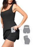 Popilush? Sports Tennis Dress Pet Hair Resistant Square Neck Workout Shapewear Dress