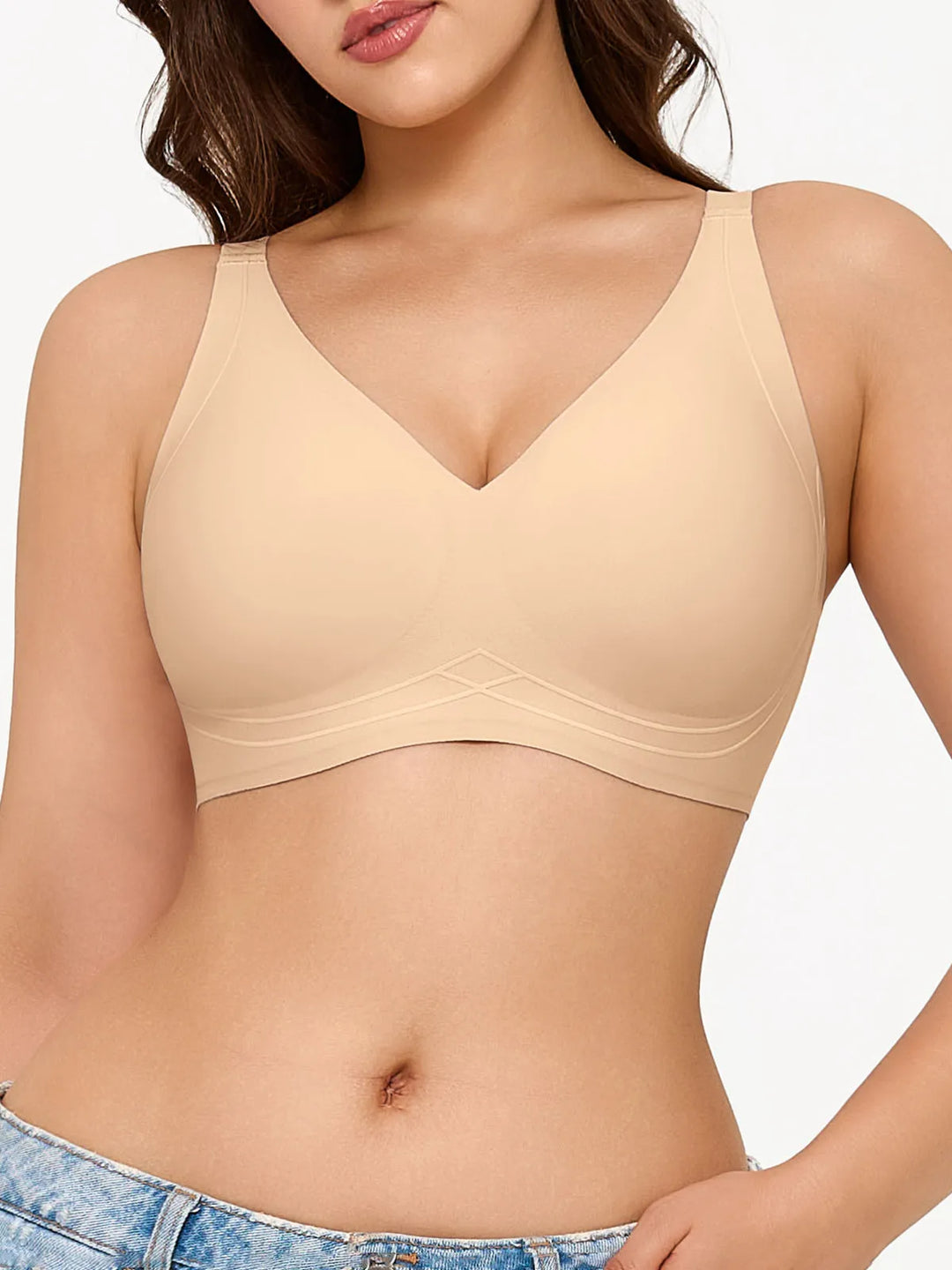 Seamless Wireless Soft Deep-V Design Comfort Bra
