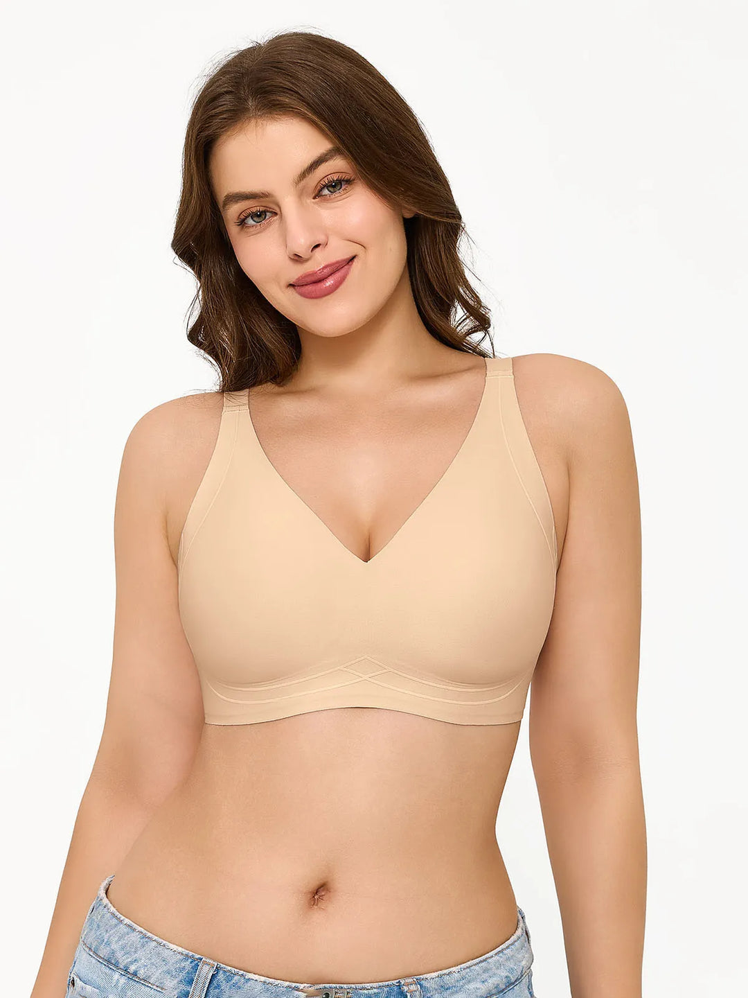 Seamless Wireless Soft Deep-V Design Comfort Bra