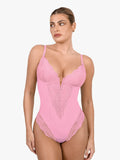 Shapewear Deep-V Neck  Alluring Plunge Lace Thong Bodysuit