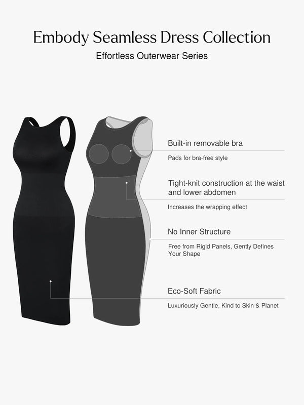Seamless Deep V-neck Tummy Control Midi Dress