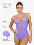 Shapewear Deep-V Neck  Alluring Plunge Lace Thong Bodysuit