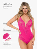 Shapewear Deep-V Neck  Alluring Plunge Lace Thong Bodysuit