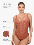 Shapewear Deep-V Neck  Alluring Plunge Lace Thong Bodysuit