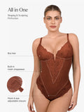 Shapewear Deep-V Neck  Alluring Plunge Lace Thong Bodysuit