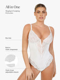 Shapewear Deep-V Neck  Alluring Plunge Lace Thong Bodysuit